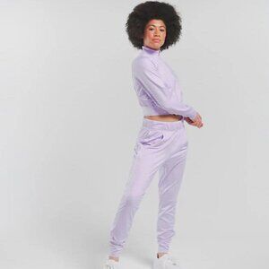 Gymshark Women's Light Purple Recess Cropped Track Top w/ Jogger Size M